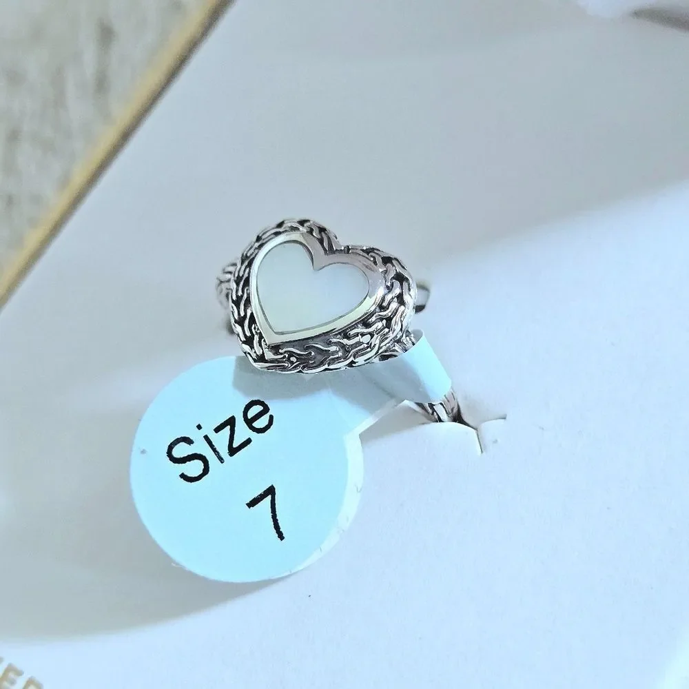 Annika Witt Sterling Silver🤍 Mother of Pearl Heart❤ Ring💍 - NIB